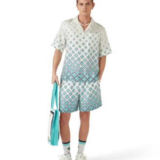 Pantaloni scurți din mătase cu monogramă în degrade