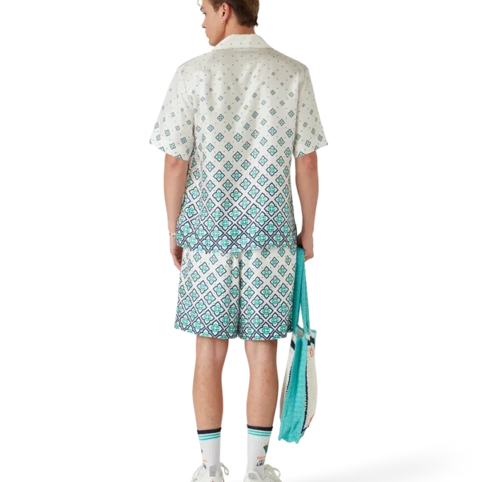 Pantaloni scurți din mătase cu monogramă în degrade