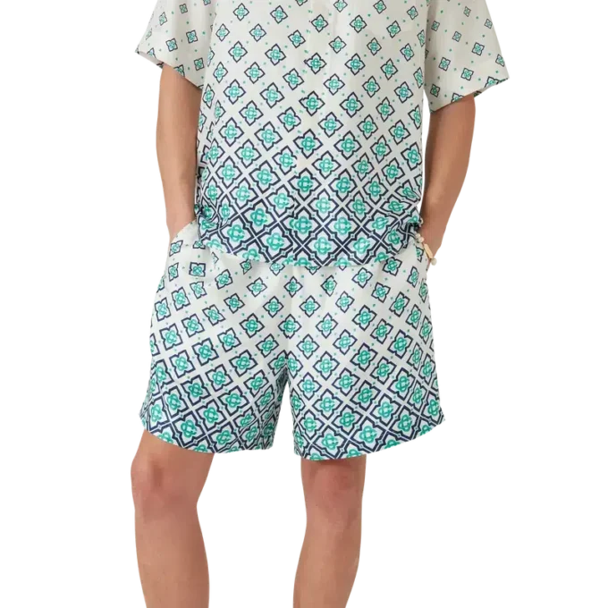 Pantaloni scurți din mătase cu monogramă în degrade