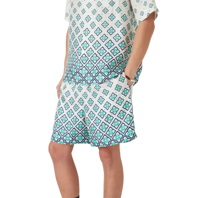 Pantaloni scurți din mătase cu monogramă în degrade