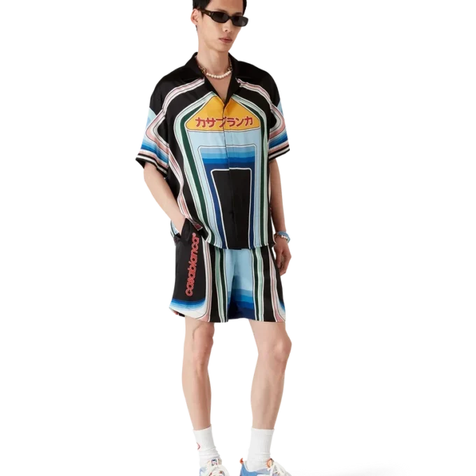 Pantaloni scurți din mătase Graphic Mountain