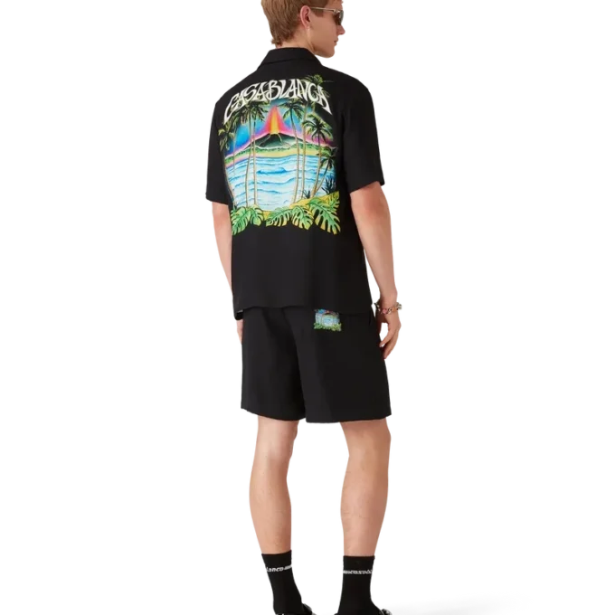 Pantaloni scurți din mătase jacquard Volcano Pantaloni scurți din mătase jacquard Volcano