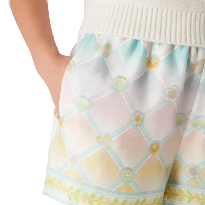 Pantaloni scurți din twill de mătase Candy Icons