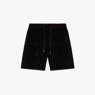 Pantaloni scurți din velur cu monogramă violetă