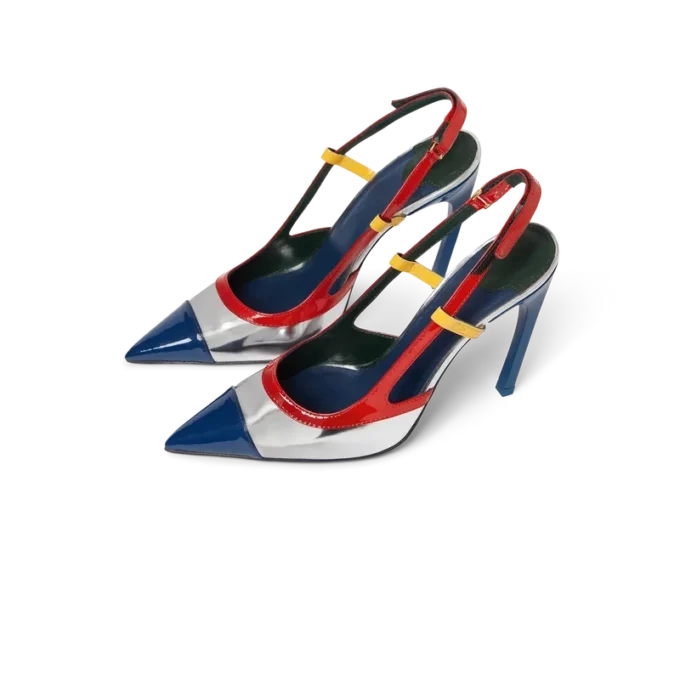 Pantofi cu baretă și arc cromat