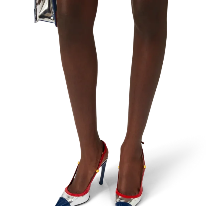 Pantofi cu baretă și arc cromat