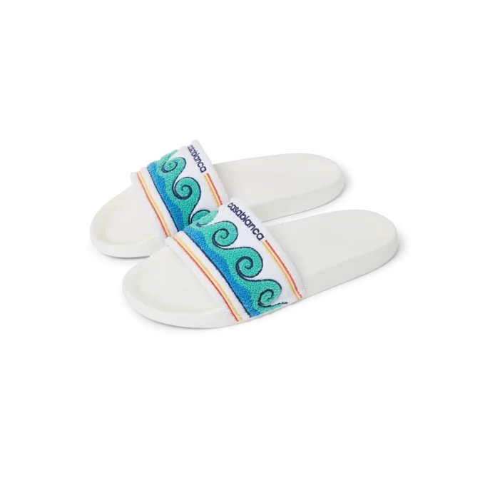 Papuci de baie din material frotir Greco Wave pentru femei