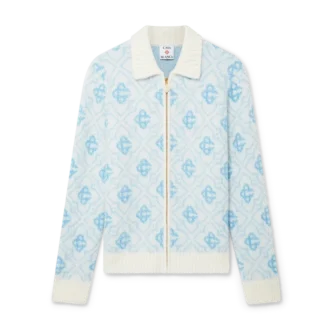 Pulover cu fermoar din mohair cu monogramă Pulover cu fermoar din mohair cu monogramă