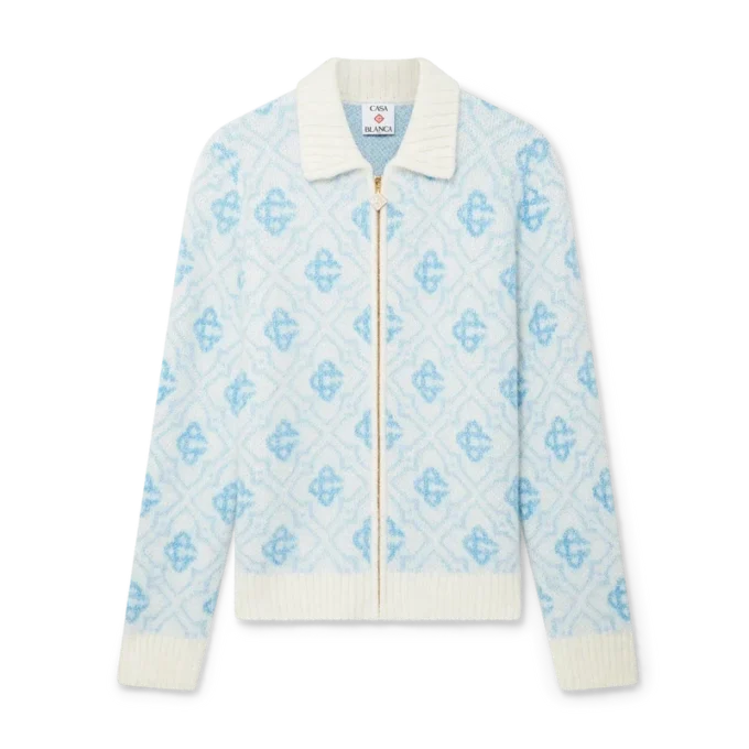 Pulover cu fermoar din mohair cu monogramă