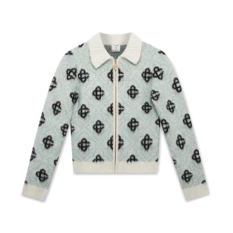 Pulover cu fermoar din mohair cu monogramă