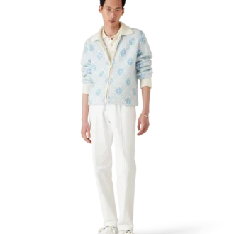 Pulover cu fermoar din mohair cu monogramă Pulover cu fermoar din mohair cu monogramă