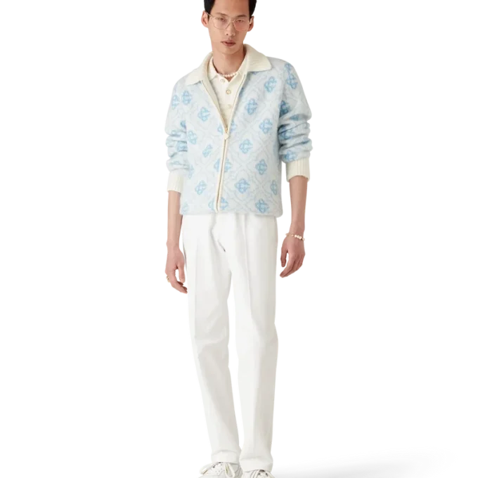 Pulover cu fermoar din mohair cu monogramă