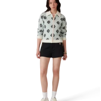 Pulover cu fermoar din mohair cu monogramă