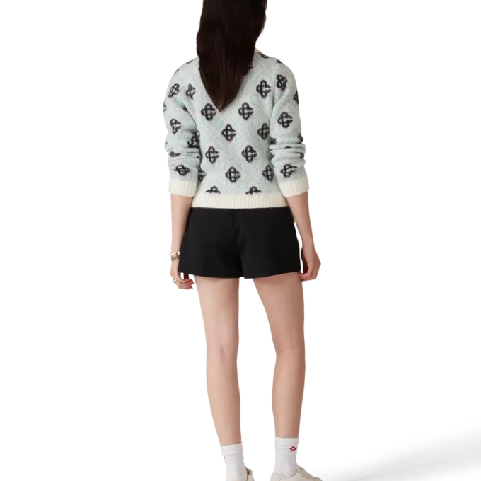 Pulover cu fermoar din mohair cu monogramă