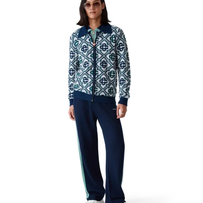 Pulover cu fermoar din tricot cu monogramă Pulover cu fermoar din tricot cu monogramă