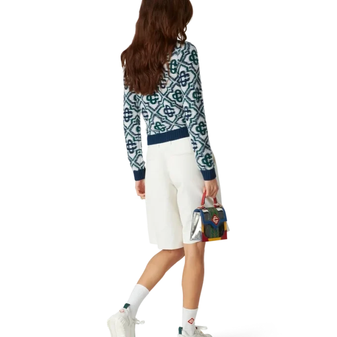 Pulover cu fermoar din tricot cu monogramă Pulover cu fermoar din tricot cu monogramă