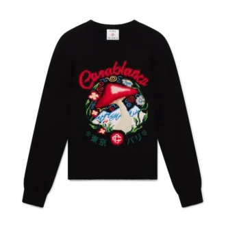 Pulover din bumbac brodat cu ciuperci