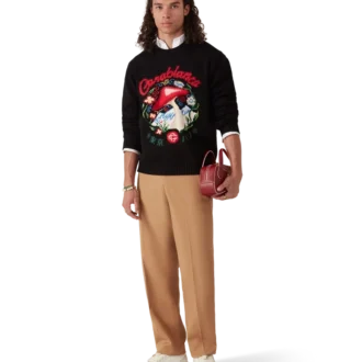 Pulover din bumbac brodat cu ciuperci