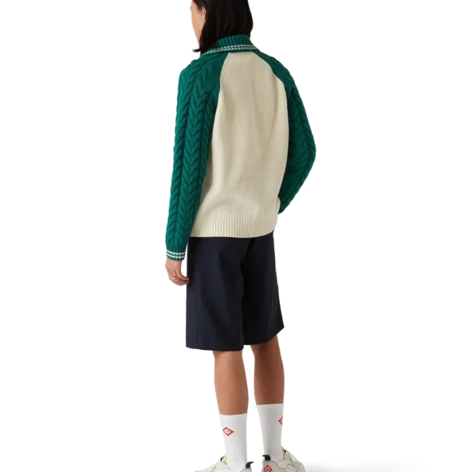 Pulover din cașmir cu tricotaj în formă de cablu