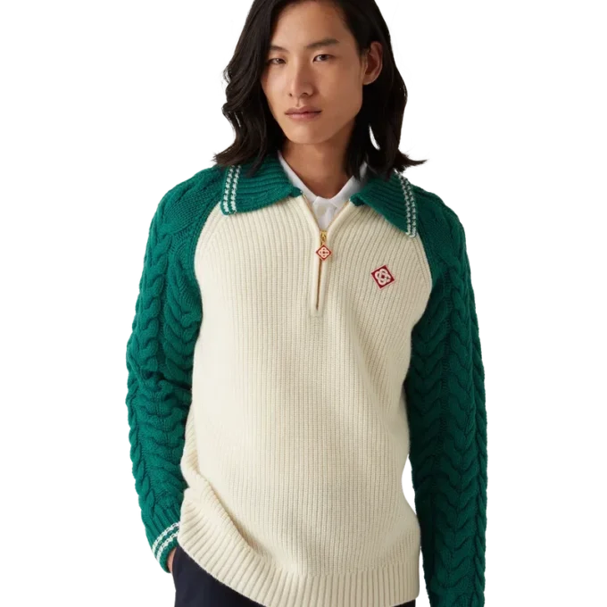 Pulover din cașmir cu tricotaj în formă de cablu