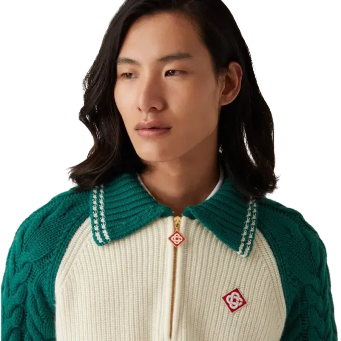 Pulover din cașmir cu tricotaj în formă de cablu