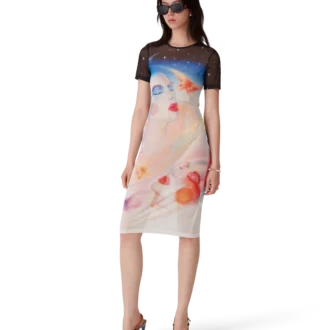 Rochie cu mâneci scurte din plasă Galactic Connection, pantaloni scurți
