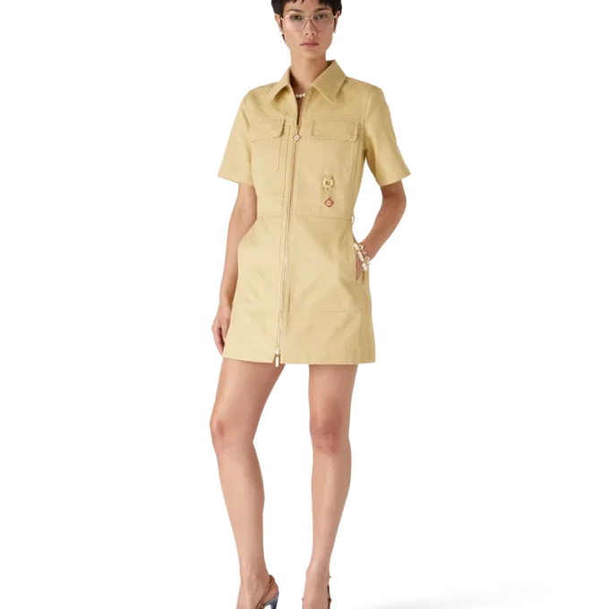 Rochie din bumbac cu monogramă Jacquard Rochie din bumbac cu monogramă Jacquard