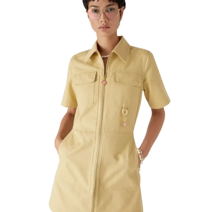 Rochie din bumbac cu monogramă Jacquard Rochie din bumbac cu monogramă Jacquard