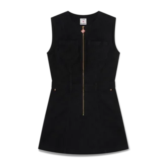 Rochie din denim cu fermoar și monogramă