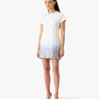 Rochie-tricou cu monogramă albă în degrade Rochie-tricou cu monogramă albă în degrade