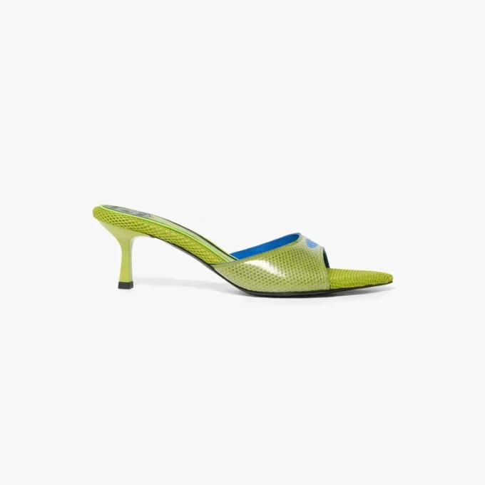 Sandale mule cu toc verde