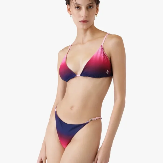 Top de bikini triunghiular cu gradient de culoare aubergine