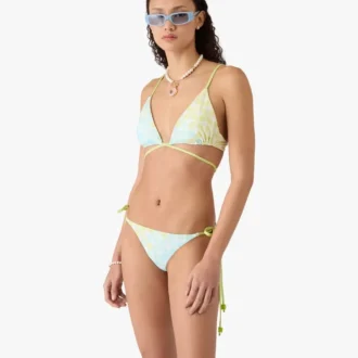 Slip de bikini cu șnururi și mărgele Optic Drop