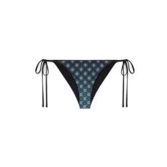 Slip de bikini negru cu monogramă degradată