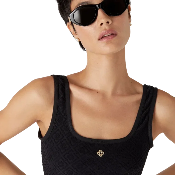 Sutien de bikini din jacquard cu monogramă