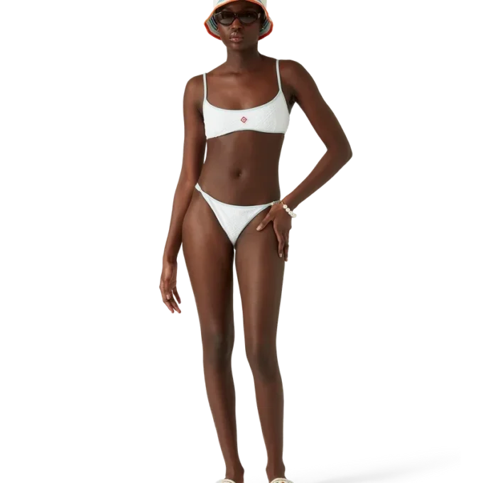 Top de bikini cu monogramă Jacquard