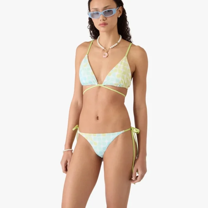 Top de bikini cu șnururi și mărgele Optic Drop