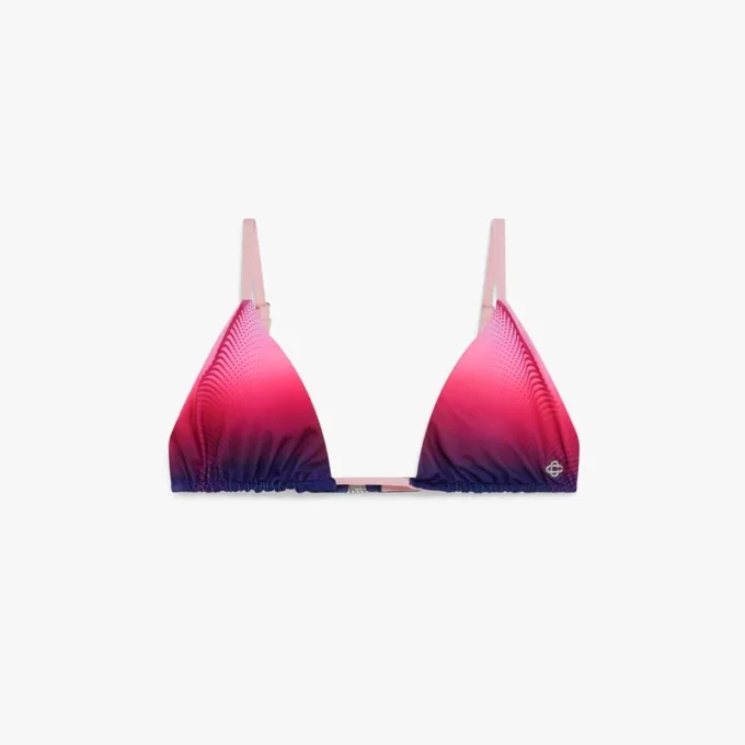 Top de bikini triunghiular cu gradient de culoare aubergine
