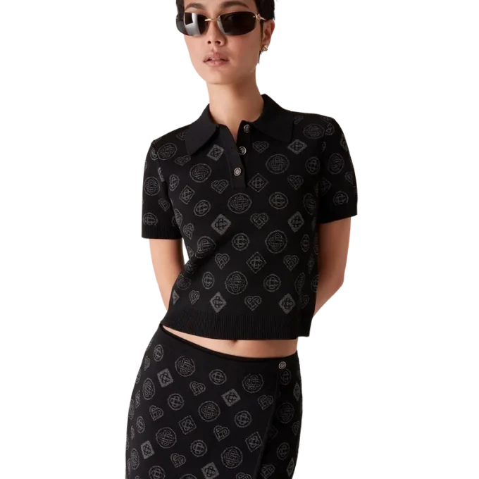 Trico de polo cu monogramă Jacquard