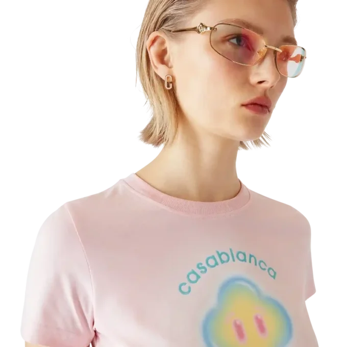 Tricou ajustat cu pantaloni scurți și imprimeu Smiley realizat cu aerograf