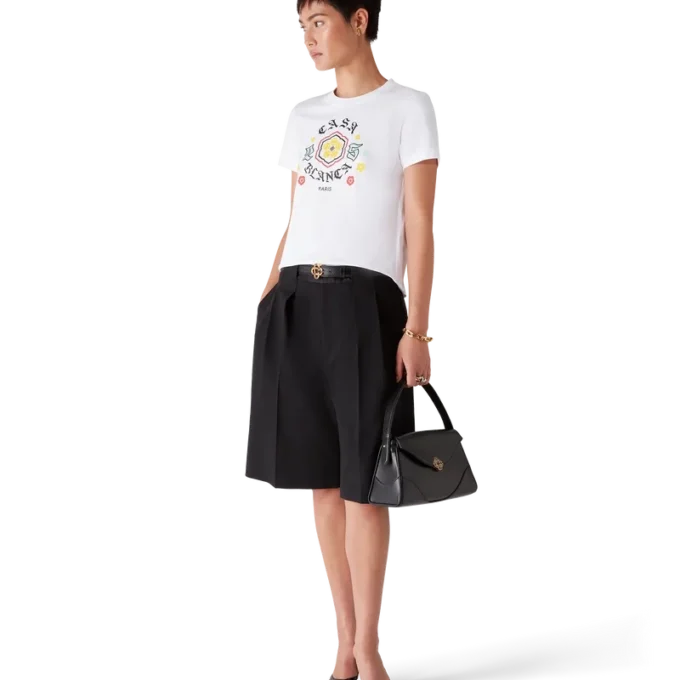 Tricou cu mânecă scurtă și croială ajustată, cu emblemă