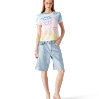 Tricou cu mânecă scurtă și croială ajustată, cu logo Halftone