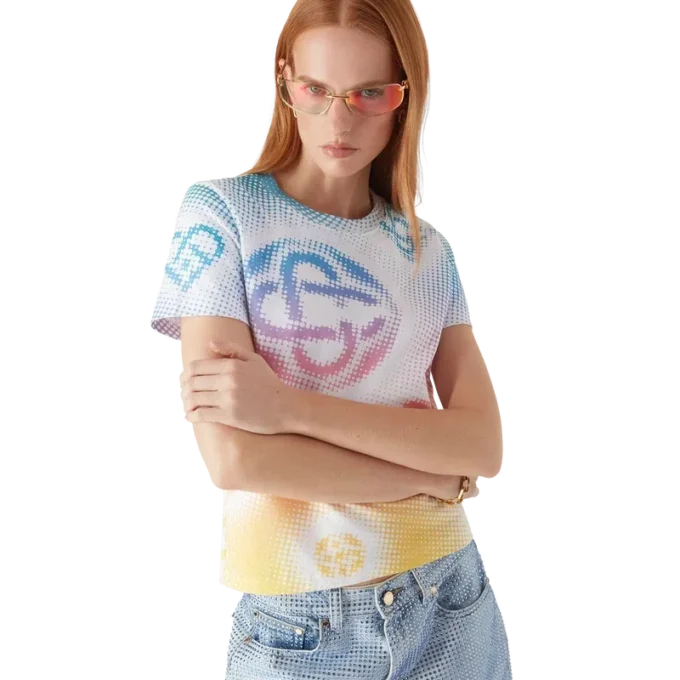 Tricou cu mânecă scurtă și croială ajustată, cu logo Halftone