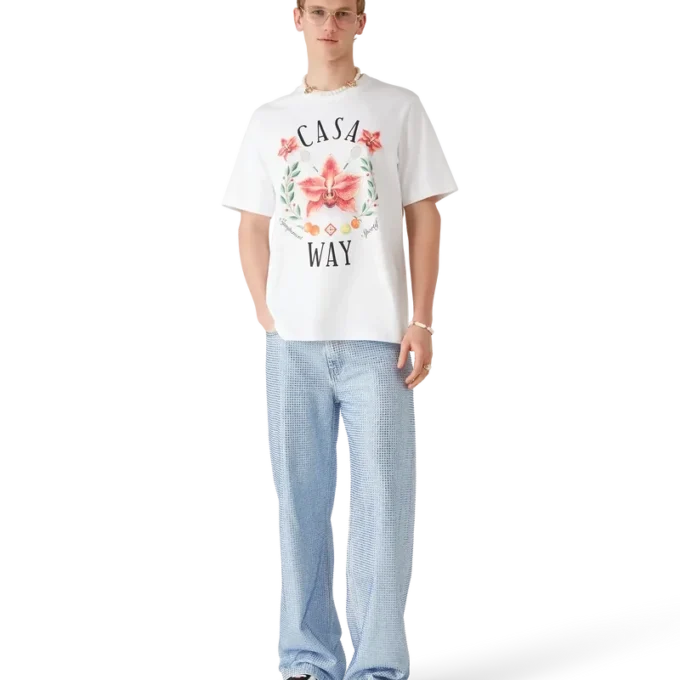 Tricou cu mânecă scurtă și logo Casa Way Orchid