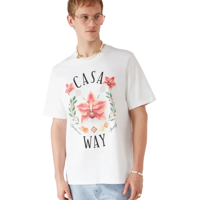 Tricou cu mânecă scurtă și logo Casa Way Orchid