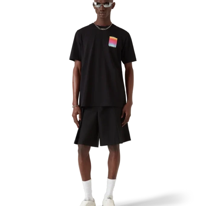 Tricou cu mânecă scurtă și logo pătrat în degrade