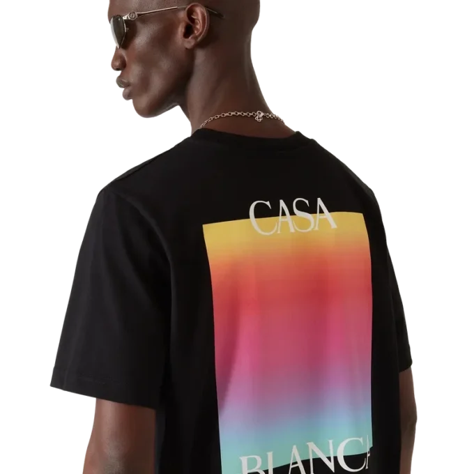 Tricou cu mânecă scurtă și logo pătrat în degrade