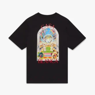 Tricou cu mâneci scurte Black Tennis Landscape în dungi negre