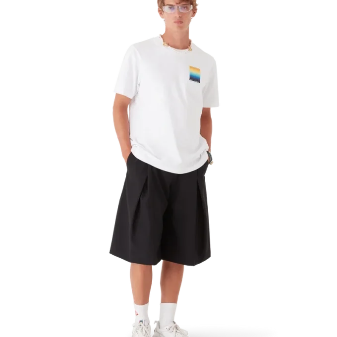 Tricou cu mâneci scurte Gradient Square în dungi de pantaloni scurți