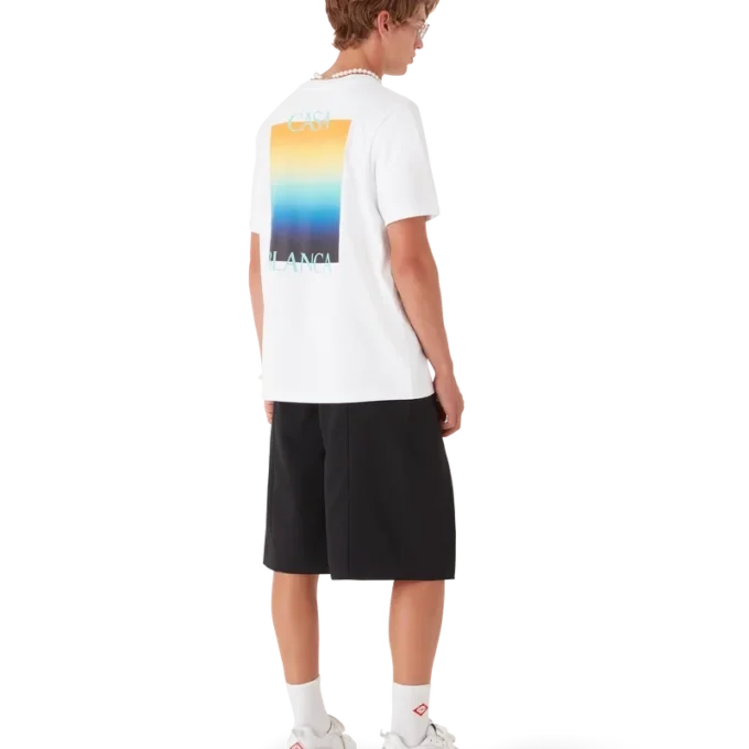 Tricou cu mâneci scurte Gradient Square în dungi de pantaloni scurți